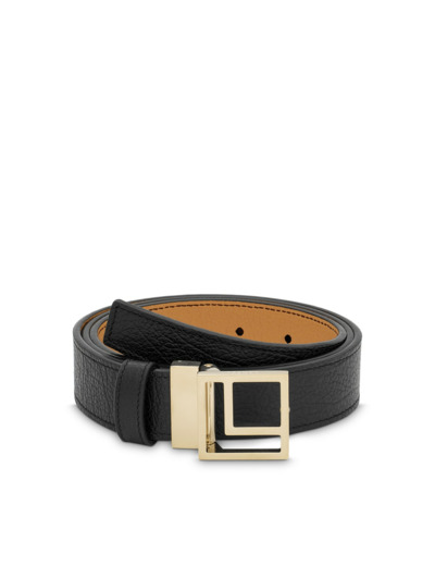 Logo Carré L - Ceinture réversible - Noir/Camel