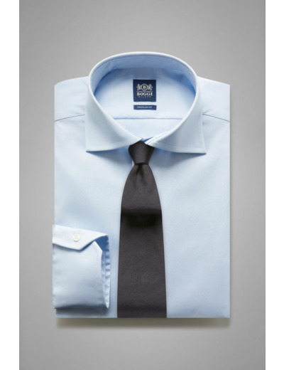 Chemise Bleu Clair En Coton Stretch Coupe Droite