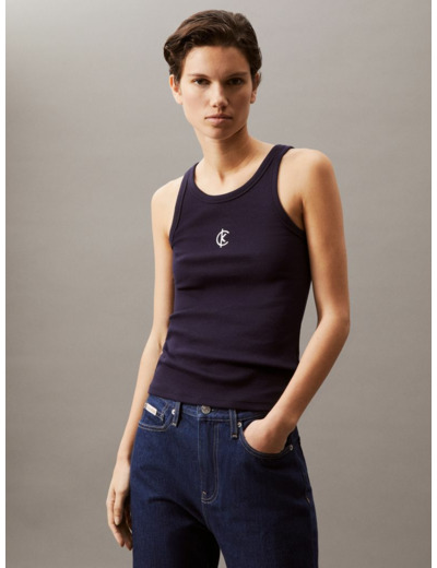 T-SHIRT SANS MANCHES EN COTON RIB