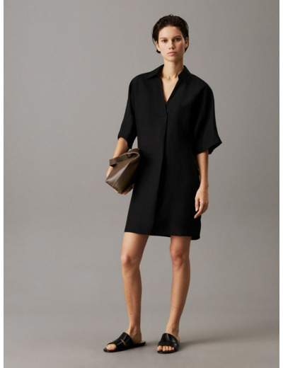 ROBE CHEMISE À MANCHES MOITIÉ EN MELANGE DE LIN