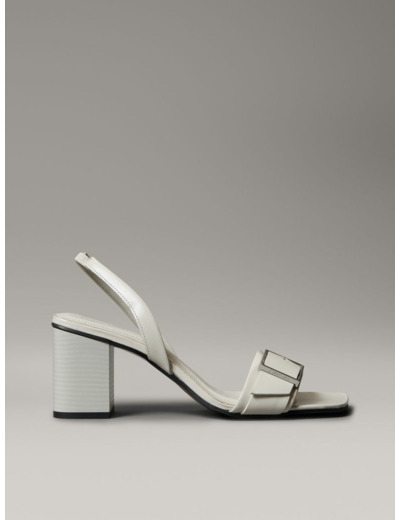 SANDALES EN CUIR À TALON AVEC BOUCLE - 7 CM